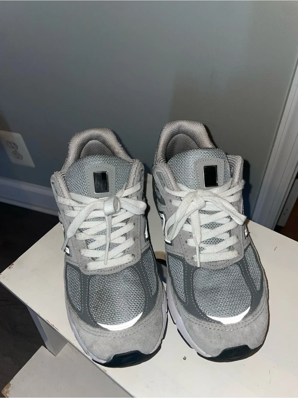 New Balance Women's Light Grey Mesh & Suede Sneakers